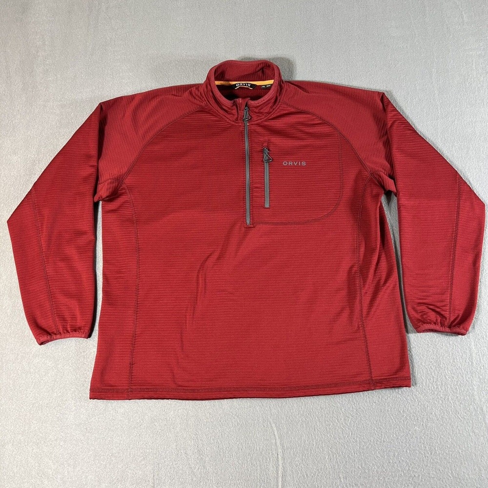 Orvis Horseshoe Hills Fleece Red Quarter Zip Performance Pullover XL